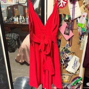 red semi dress with cute tie in back